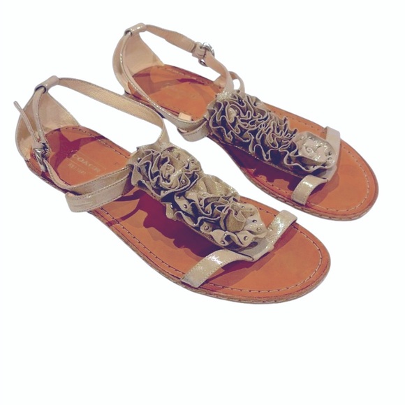 Coach Rose Metallic Sandals floral with studded sandals women’s size 7.5 - Picture 1 of 9